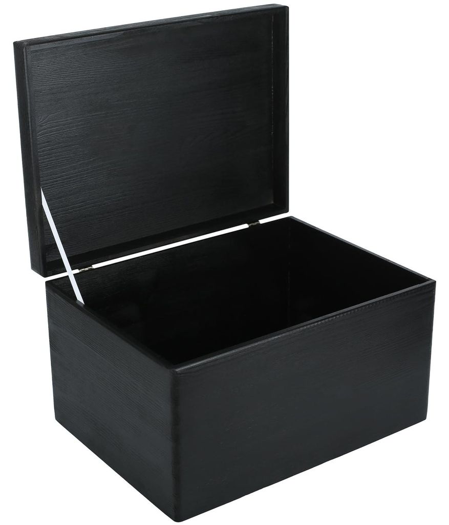 Creative Deco XXL Zwarte Houten Doos met Deksel Opbergdoos, Productafbeelding 
