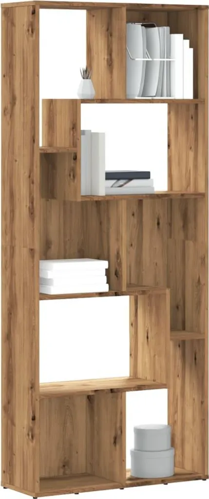 VidaXL Libreria Rovere Artigianale 72x20x120 Cm - Legno Ingegnerizzato Nero Opaco - Scaffale Moderno Per Soggiorno - 2