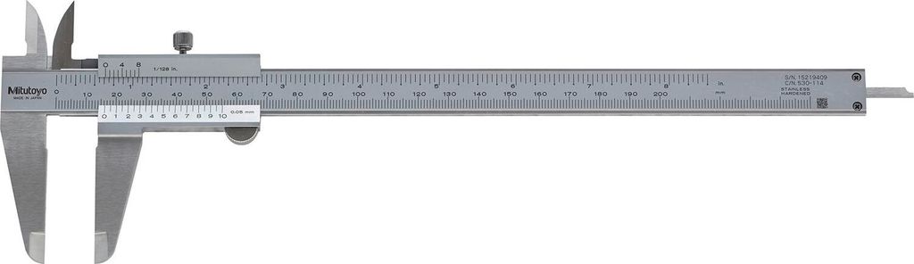 MITUTOYO Analog-Messschieber m. Feststellschraube Tiefenmaß flach Messb. 0-200mm