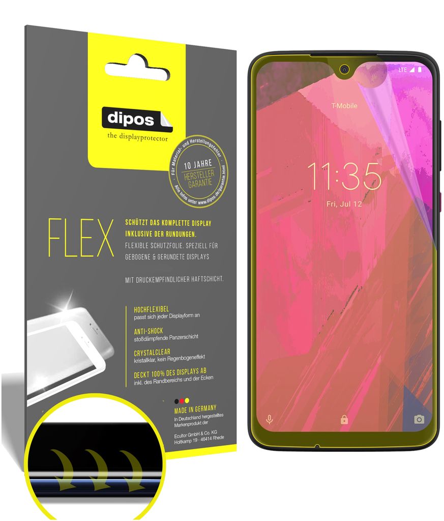3x Schutzfolie für T-Mobile Revvlry Plus Folie, 100% Displayabdeckung, dipos Flex