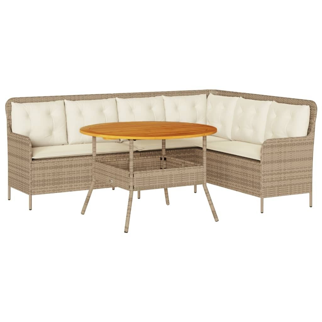 vidaXL 2-tlg. Garten-Sofagarnitur mit Kissen Beige Poly Rattan