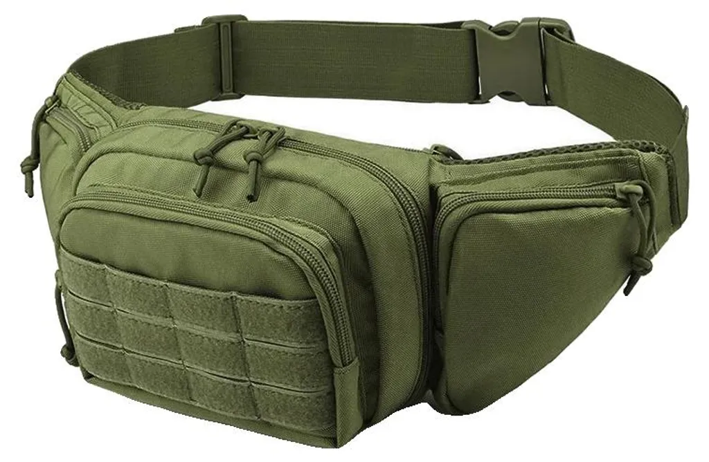Sac banane vert militaire XL à sangle réglable et grand compartiment