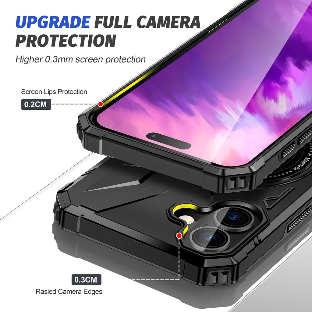 Cover Antiurto iPhone 16 Plus MagSafe Dual Layer con Ring Stand - 6