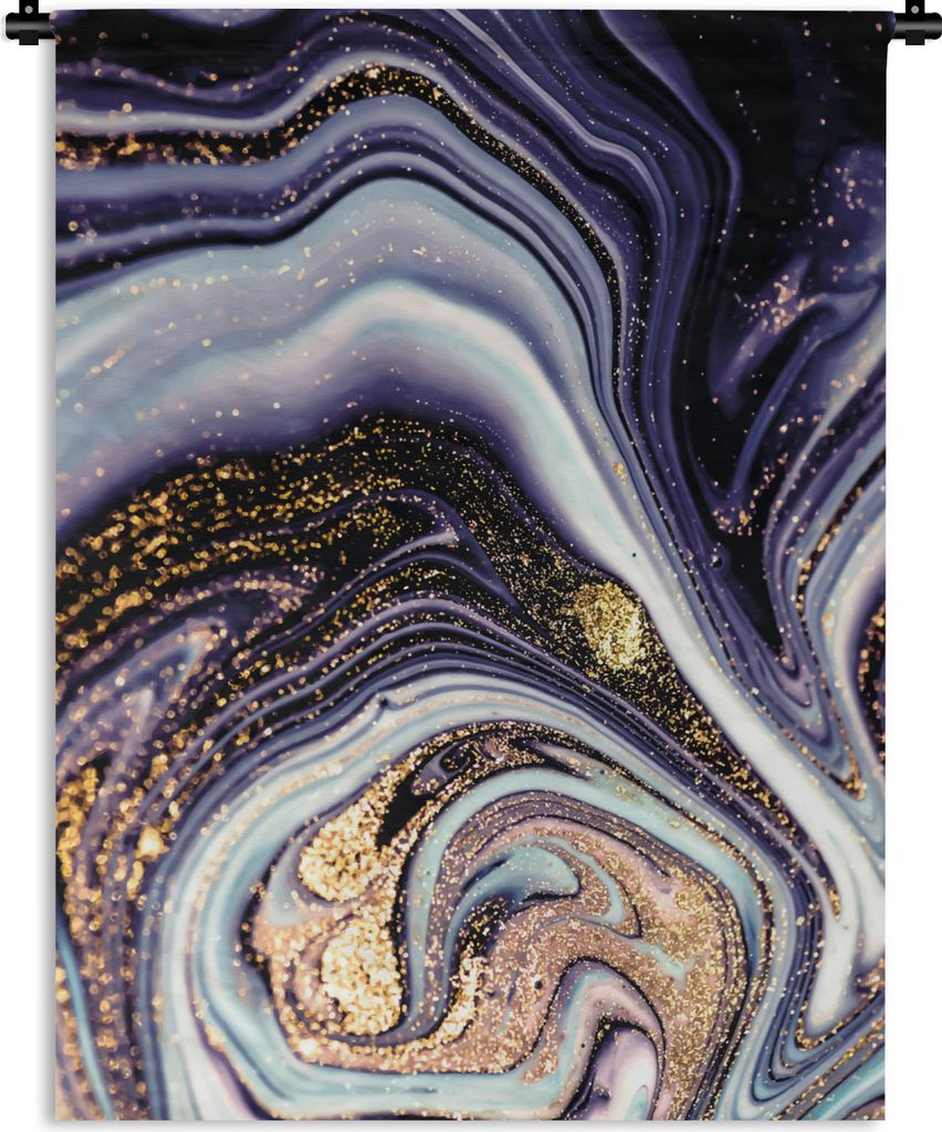 MuchoWow Wandteppich Wandbehang Marmor - Lila - Luxus - Marmoroptik - Glitzer 90x120 cm Tapisserie Dekoration Wandtuch - Wanddeko