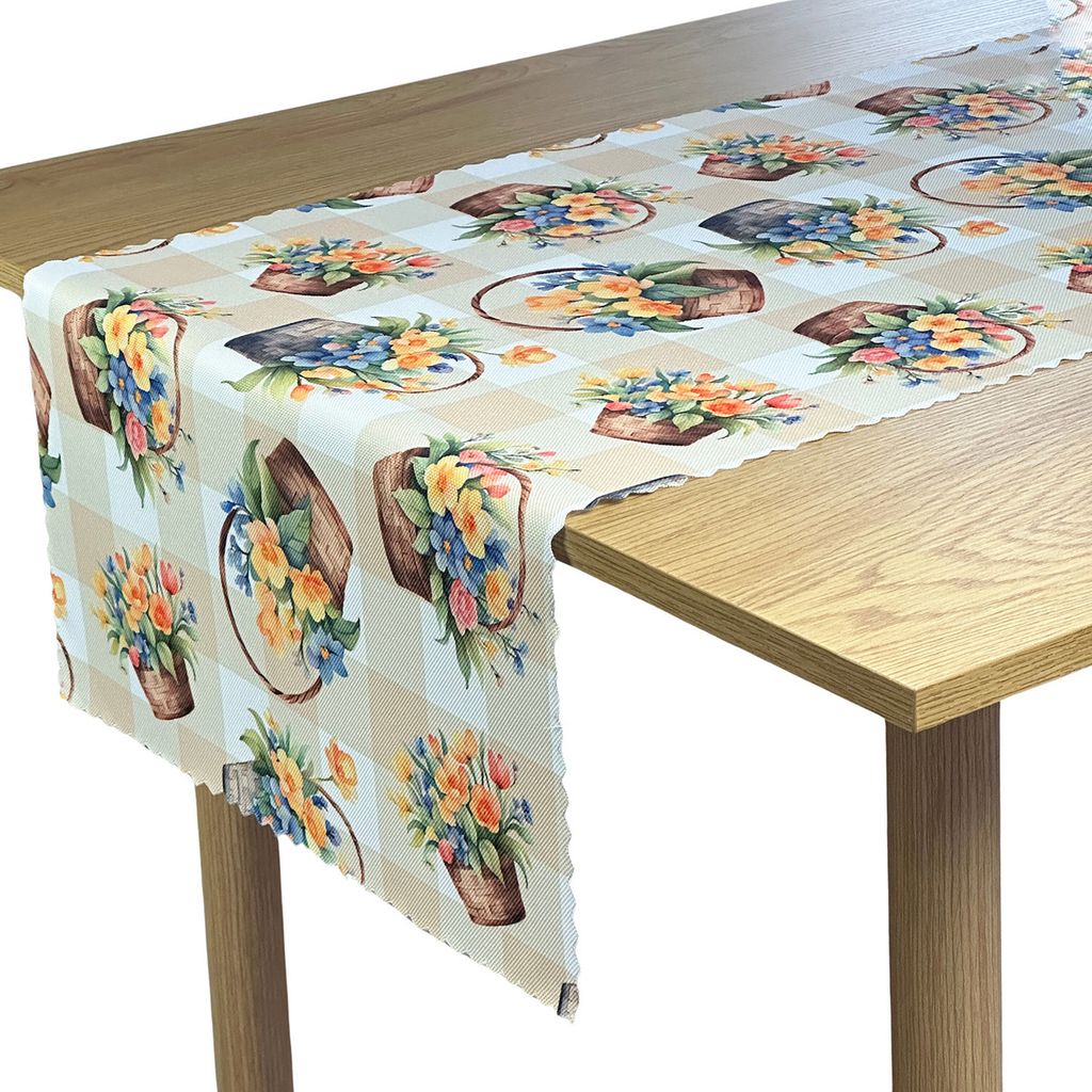 Fleckenresistente Tischtuchläufer Frühlingskorb Bieżniki 50x160 cm