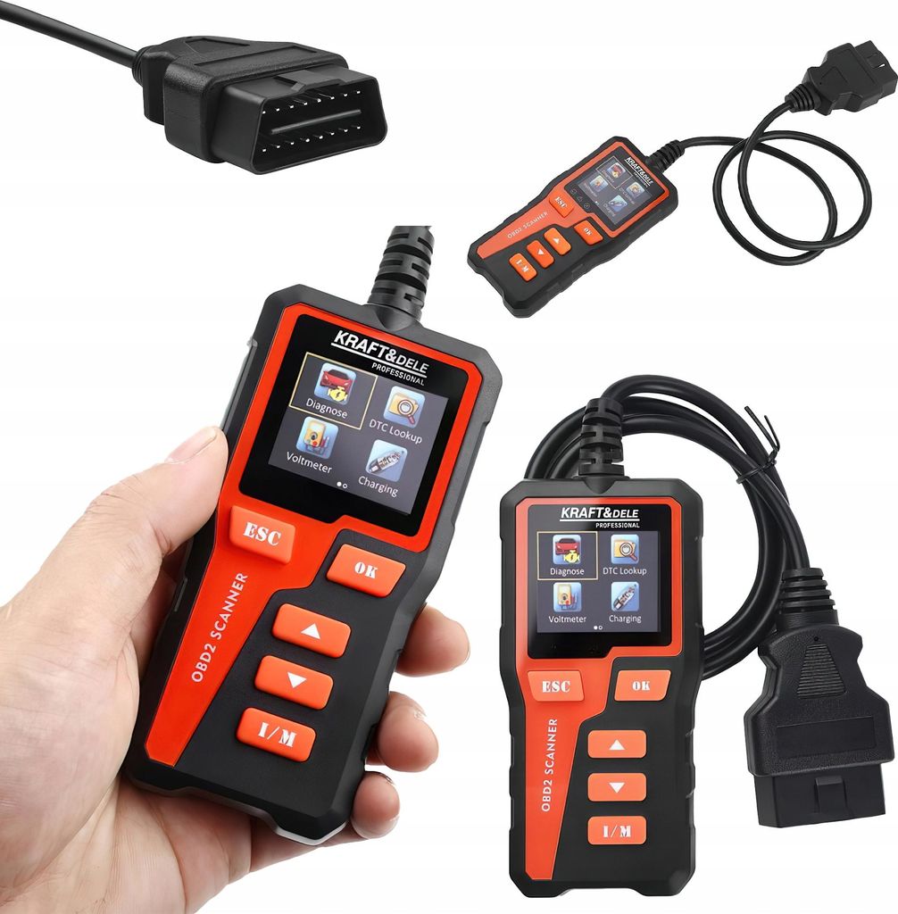 Tester Diagnostyczny Samochodowy LCD OBD II/EOBD Kraft&Dele Zdjęcie produktu 