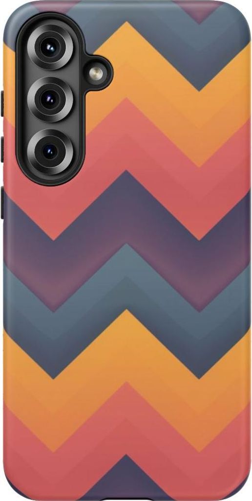 Zickzack-Design mit Farbverlauf in Lila und Orange – Hülle Kompatibel mit Samsung Galaxy S25 Plus