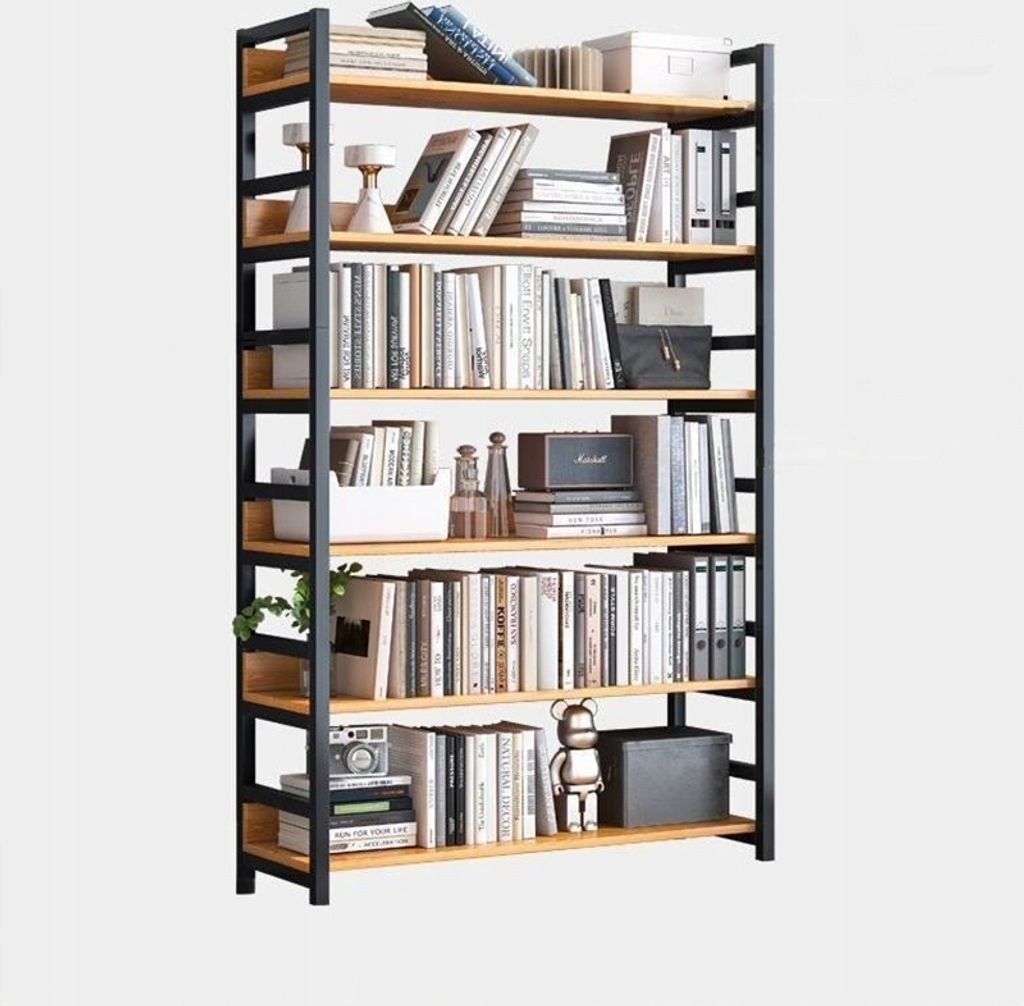 Regał Na Książki Wysoki Szafka Loft Metalowa Rama Styl Zdjęcie produktu 