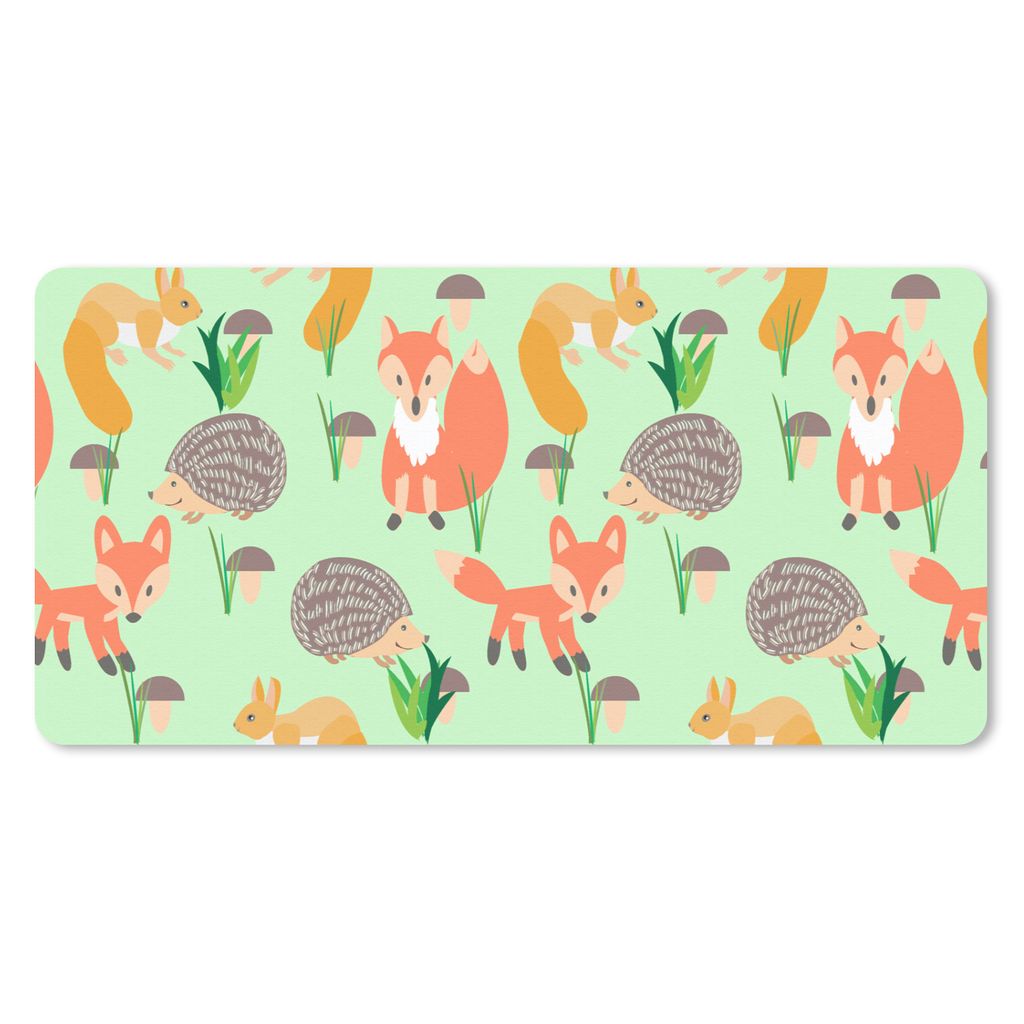 MuchoWow Mauspad Mousepad Tiere - Muster - Igel 60x30 cm - Mousepads - Maus Mat - Pad - Mausunterlage - Nachhaltig