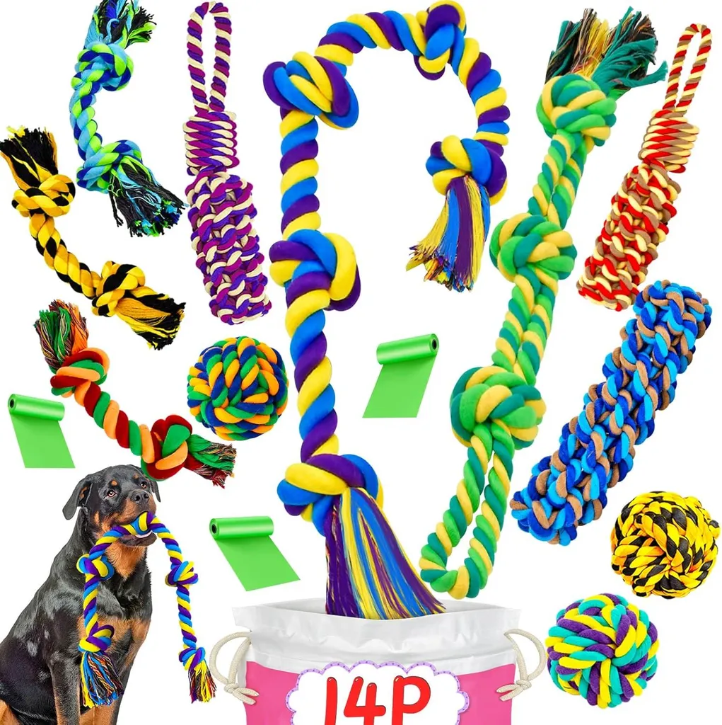 Jouet coton lourd pour chien agressif - Pack 14 pièces ultra durable
