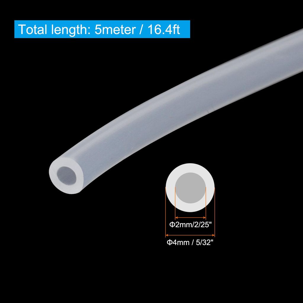 2mm ID X 4mm OD, 5 Meter Silikonschlauch, Lebensmitteltaugliche Transluzent Silikonschlauchrohr Flexibles Gummischlauch fš¹r Wasser Luft Flš¹ss...