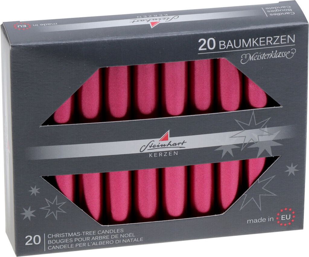 Baumkerzen Edelglanz Bordeaux 95 x Ø 13 mm, 20 Stück Produktbild 