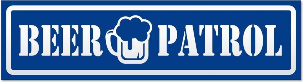 Kiwistar - Autoaufkleber - Verkehrsblau - 45 x 12 cm - Beer Patrol invertiert - Hinweis Aufkleber Sticker für Auto, Kfz, Fahrrad, PKW, LKW