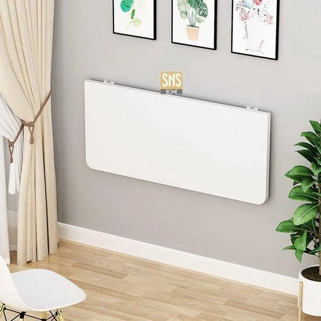 Table pliante murale Bofigo ovale 72 x 45 cm blanche gain de place