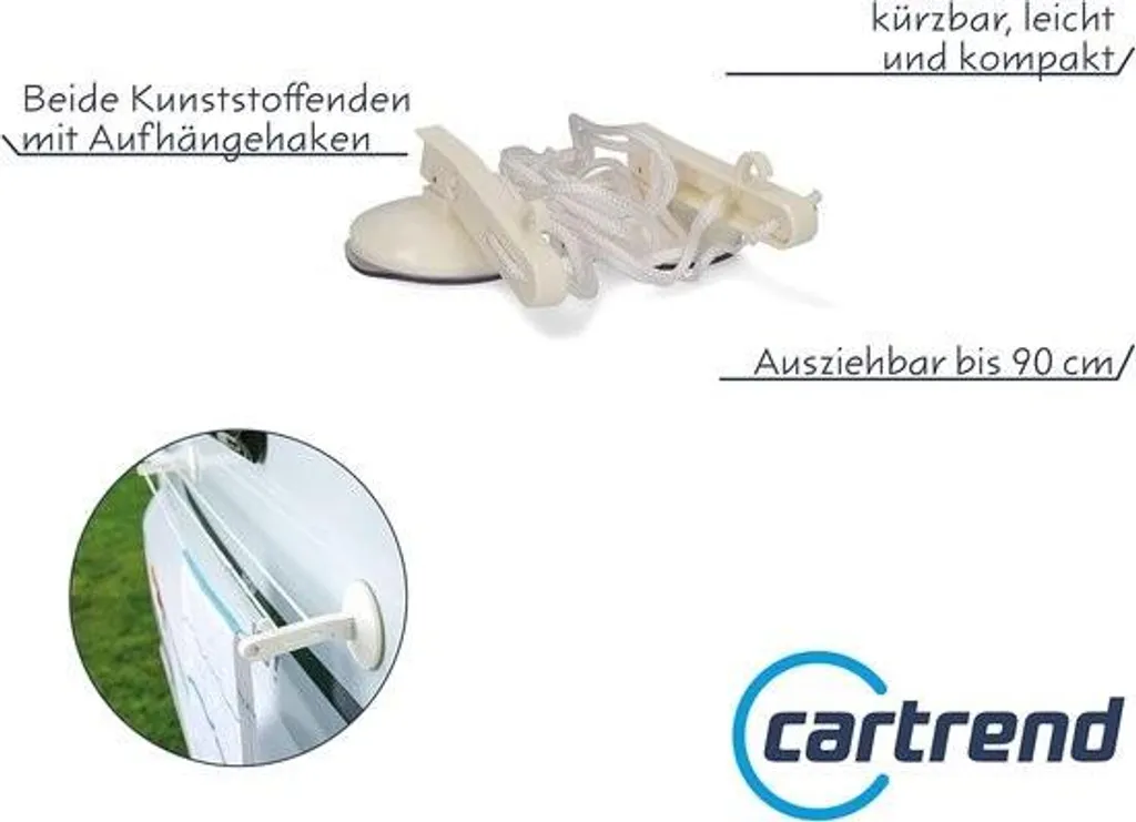Étendoir à linge extensible camping-car - Corde de séchage avec crochets - 4