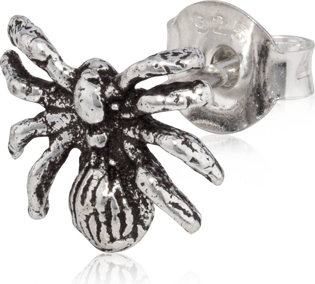 Einzelohrstecker Spinne 925 Silber Oxidiert 8mm Ohrring Gothic Ohrschmuck