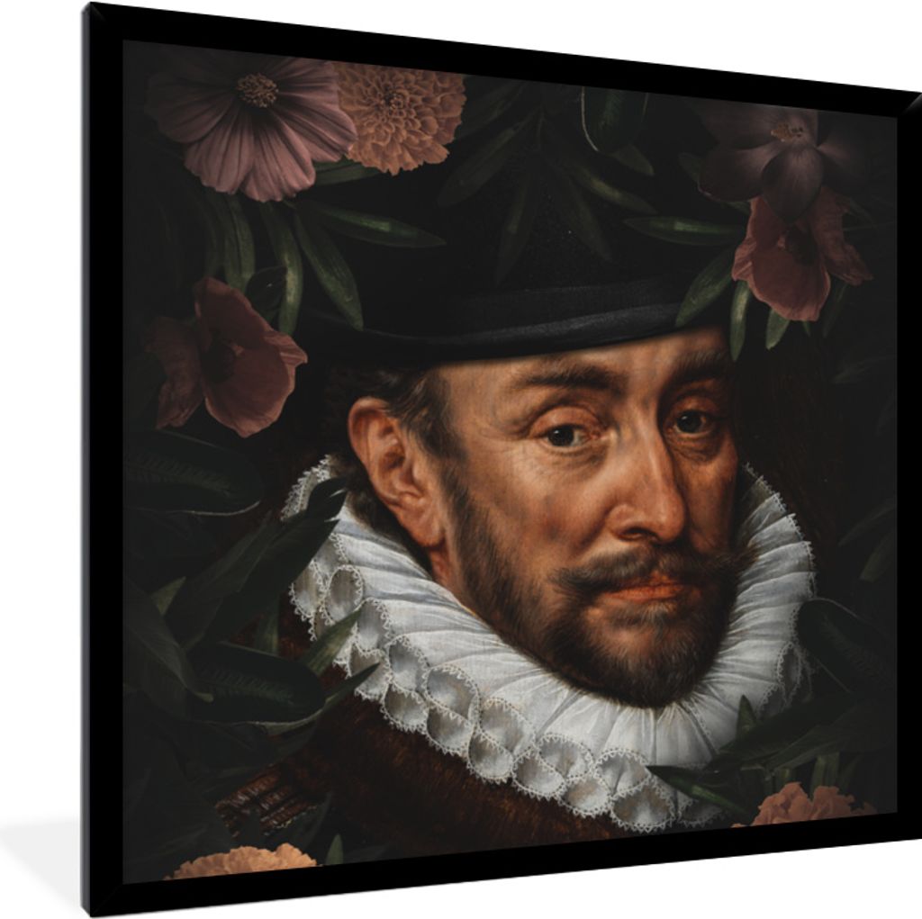 MuchoWow MuchoWow Gerahmtes Poster Wilhelm von Oranien - Kunst - Blume 40x40 cm - Poster mit zchwarzem Bilderrahmen - Mit Rahmen - Wanddekorati...