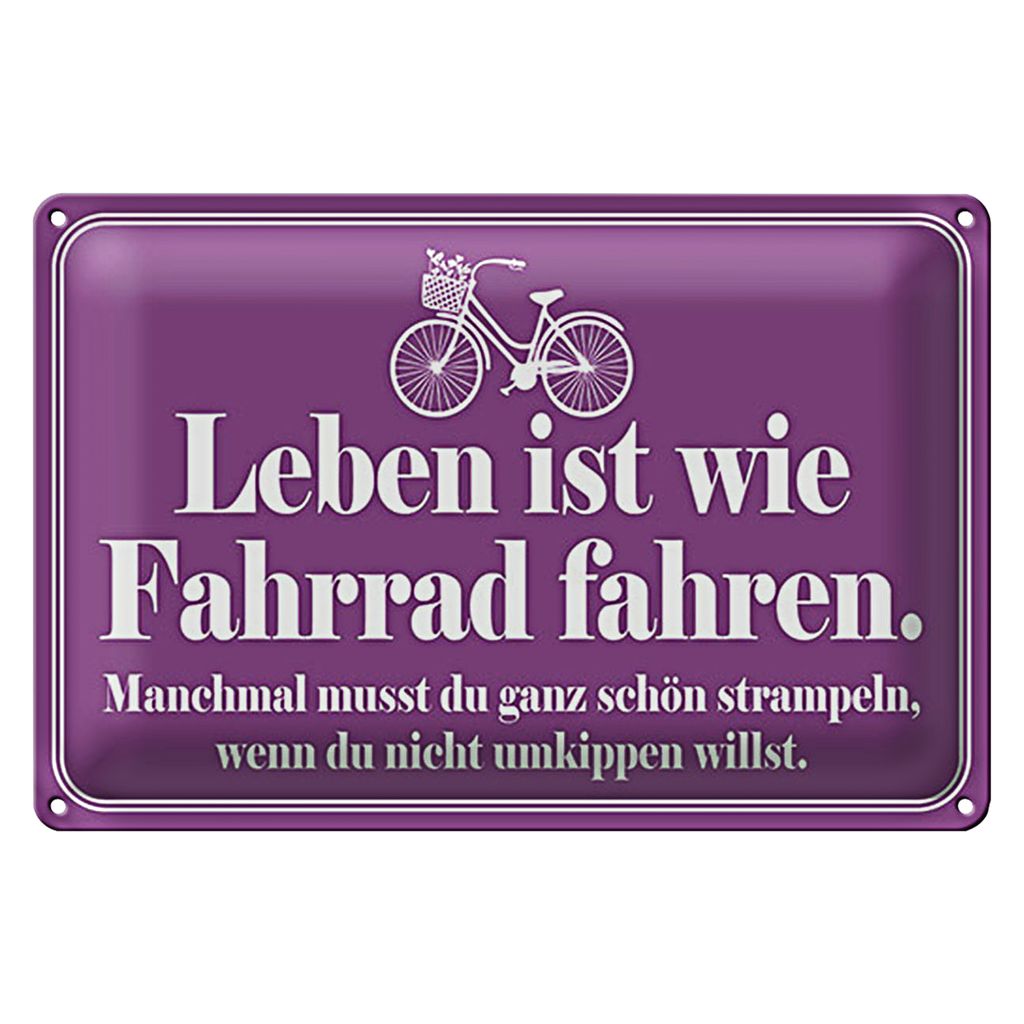 Blechschild Spruch 40x30cm Leben ist wie Fahrrad fahren