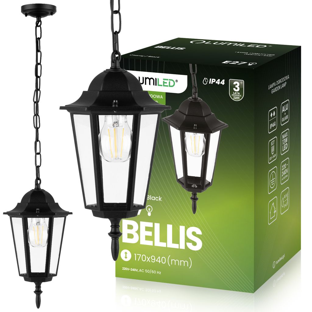 LUMILED Pendelleuchte Vintage Außen Hängelampe 230V Laterne Produktbild 