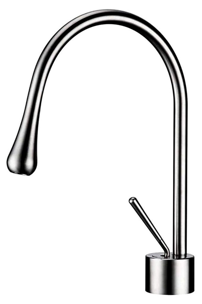 Küchenspülenarmatur für Badezimmer-Waschtische, Messing Einhebel Einloch mit gebürstetem Chrom, 360° drehbar, für heißes und kaltes Wasser, ...