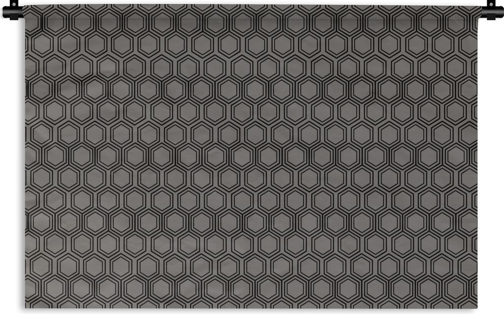 MuchoWow Wandteppich Wandbehang Muster - Grau - Schwarz 150x100 cm Tapisserie Dekoration Wandtuch - Waschbar - Tapisserien - Wand-Decke