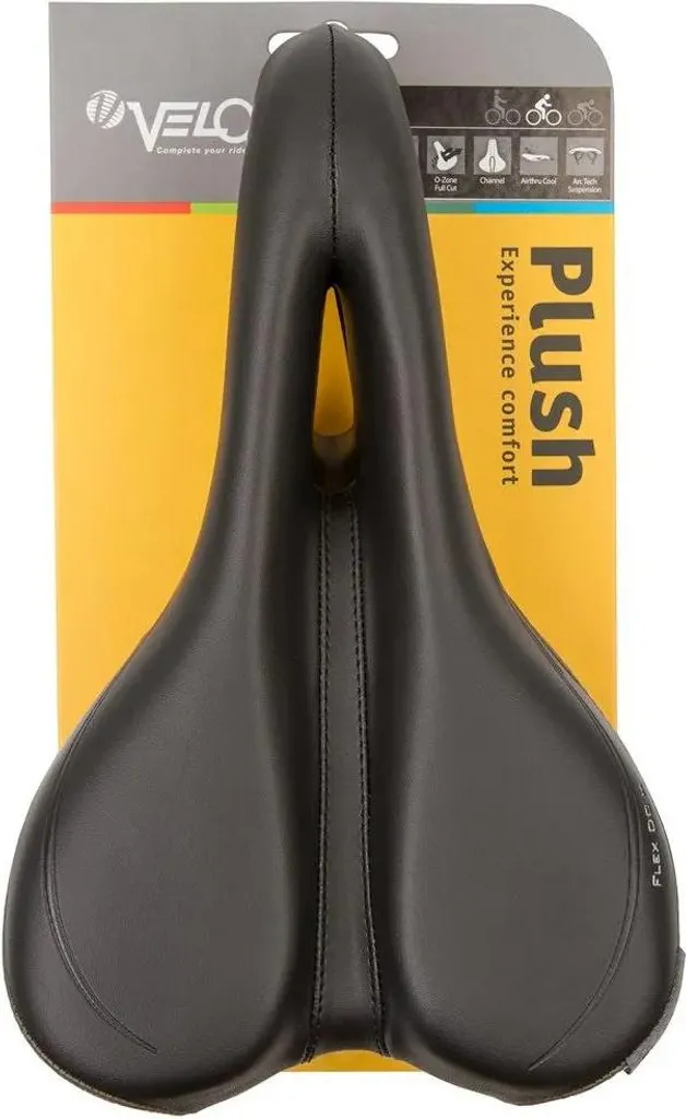Selle de Vélo Confort Homme Velo Plush Noir et Gris avec Deep Channel