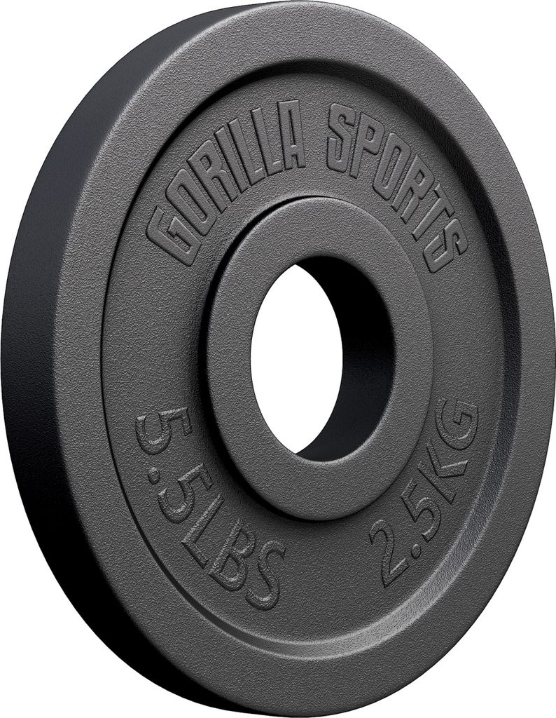 GORILLA SPORTS Olympia Hantelscheiben - 2,5kg Gewichte, 50mm Bohrung, Gusseisen - Gewichtsscheiben, Hantelscheiben-Set, Hanteln