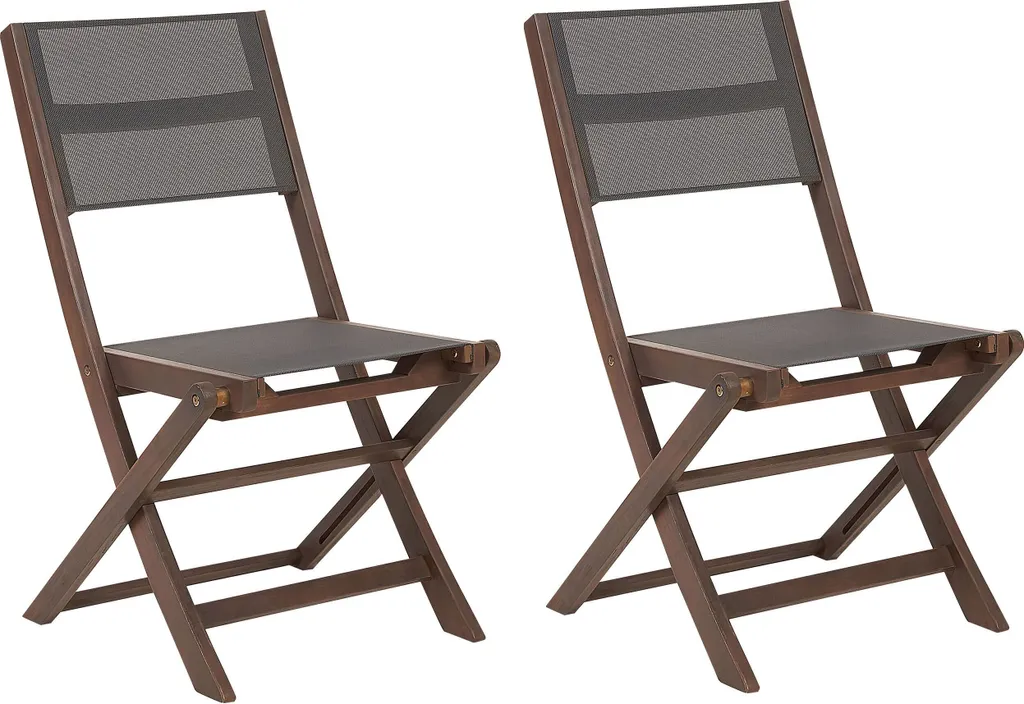 Chaise de jardin en Bois foncé Cesana Lumarko (x2) - Assise Confortable