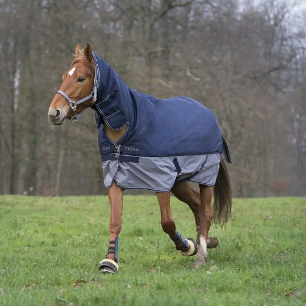 Couverture de Pluie pour Cheval Equithème Tyrex 600D Combo 0g Marine