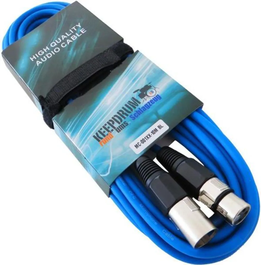 Câble Micro XLR 10m keepdrum Set de 4 Couleurs Rouge Bleu Vert Jaune - 3