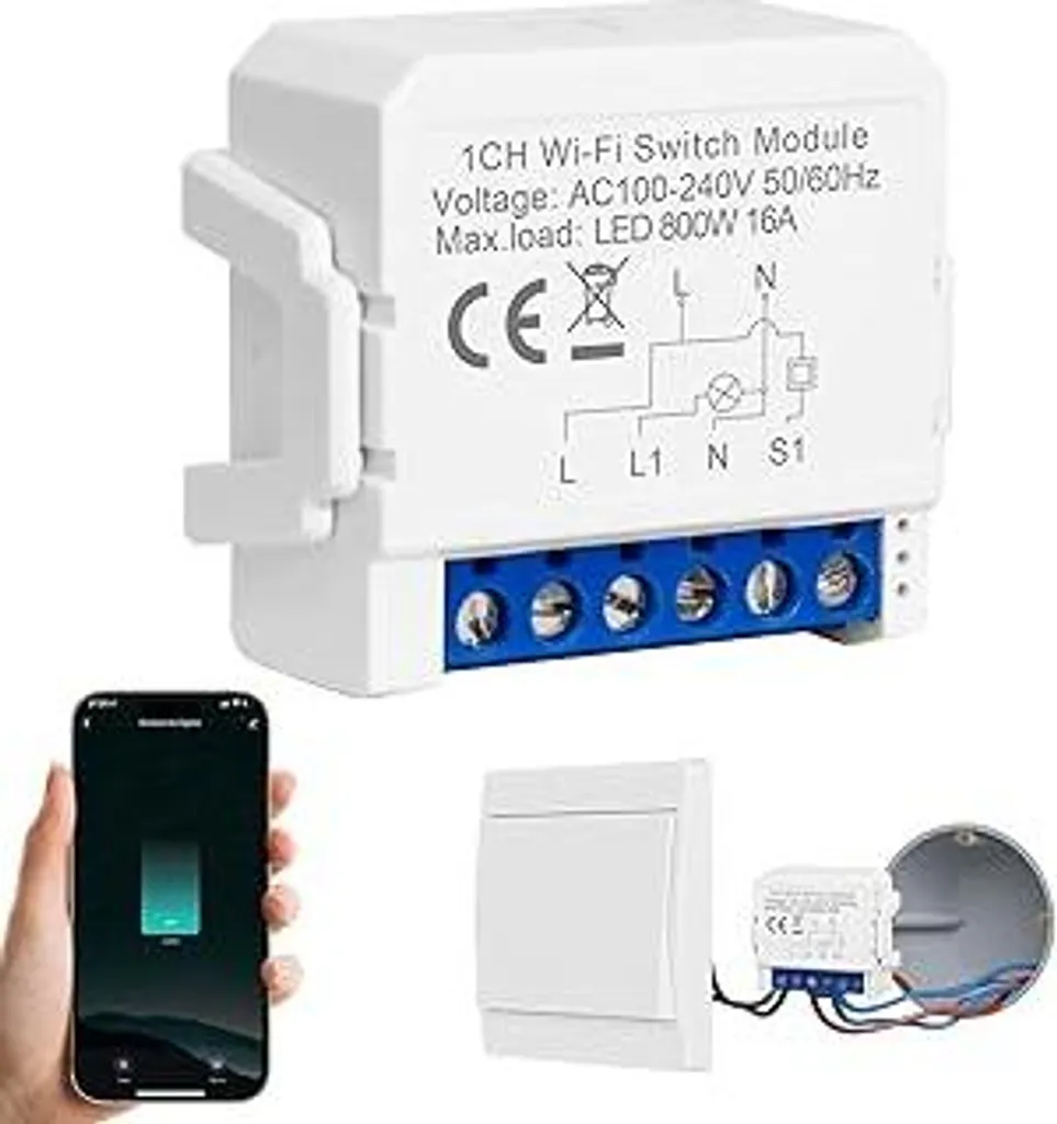 Mini Interruttore WiFi Tuya 16A: Domotica Fai-da-Te per Alexa