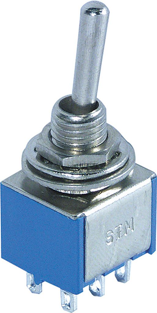 Miniatur-Kippschalter McPower, 250V/3A, 6-polig, 3 Stellungen: EIN / AUS / EIN