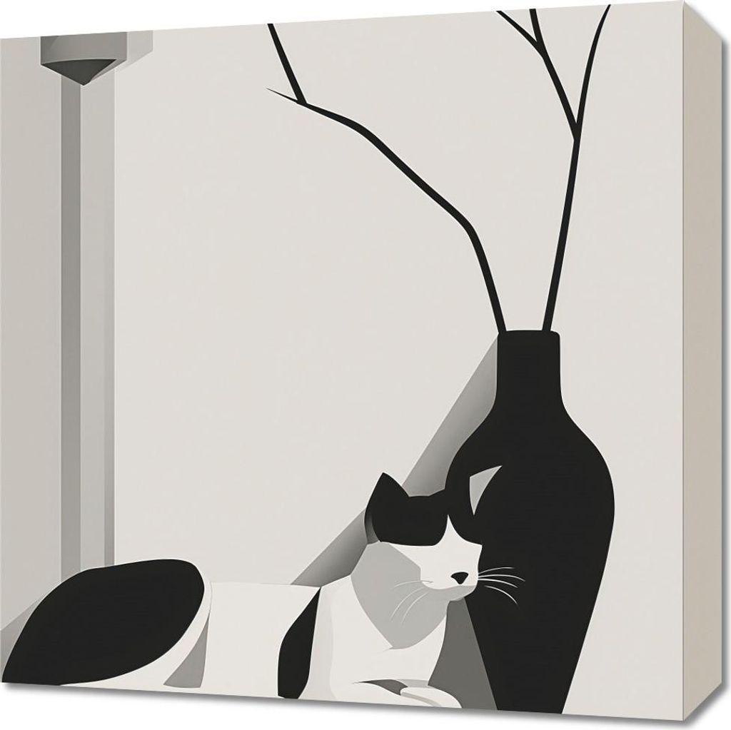 Bild 50x50cm Katze in Grautönen