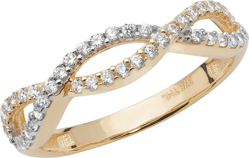 Klassischer 9 Karat (375) Gold Damen - Ring mit Zirkonia (synth.), 53 (16.9); TRS17052RSM