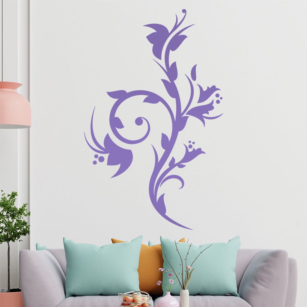 Schöne Blüten Ranke Wandtattoo in 6 Größen - Wandaufkleber Wall Sticker - Dekoration, Küche, Wohnzimmer, Schlafzimmer, Badezimmer