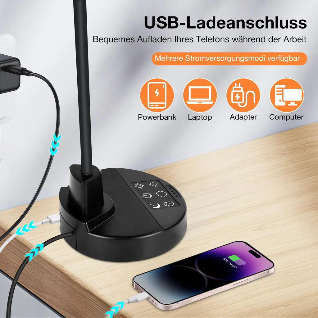 Lampada LED per Bambini Studiare con Porta USB - Luce Anti-Affaticamento - 7