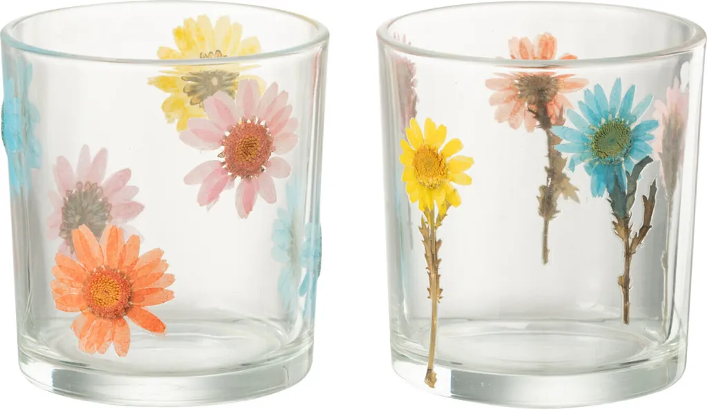 Petit Photophore en Verre Posy J-Line - Duo de Bougeoirs Décoratifs Mix