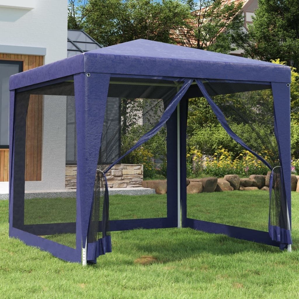 Design Partyzelt mit 4 Mesh-Seitenwänden Blau 2,5x2,5 m HDPE - Pavillons & Partyzelte 2025 Neu6697660 1parcel
