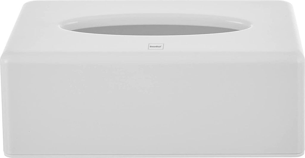 A white tissue box is shown from the front.
