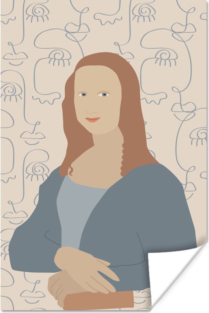 MuchoWow Poster Pastell - Mona Lisa - Beige 40x60 cm - Plakate für die Wand - Poster Babyzimmer