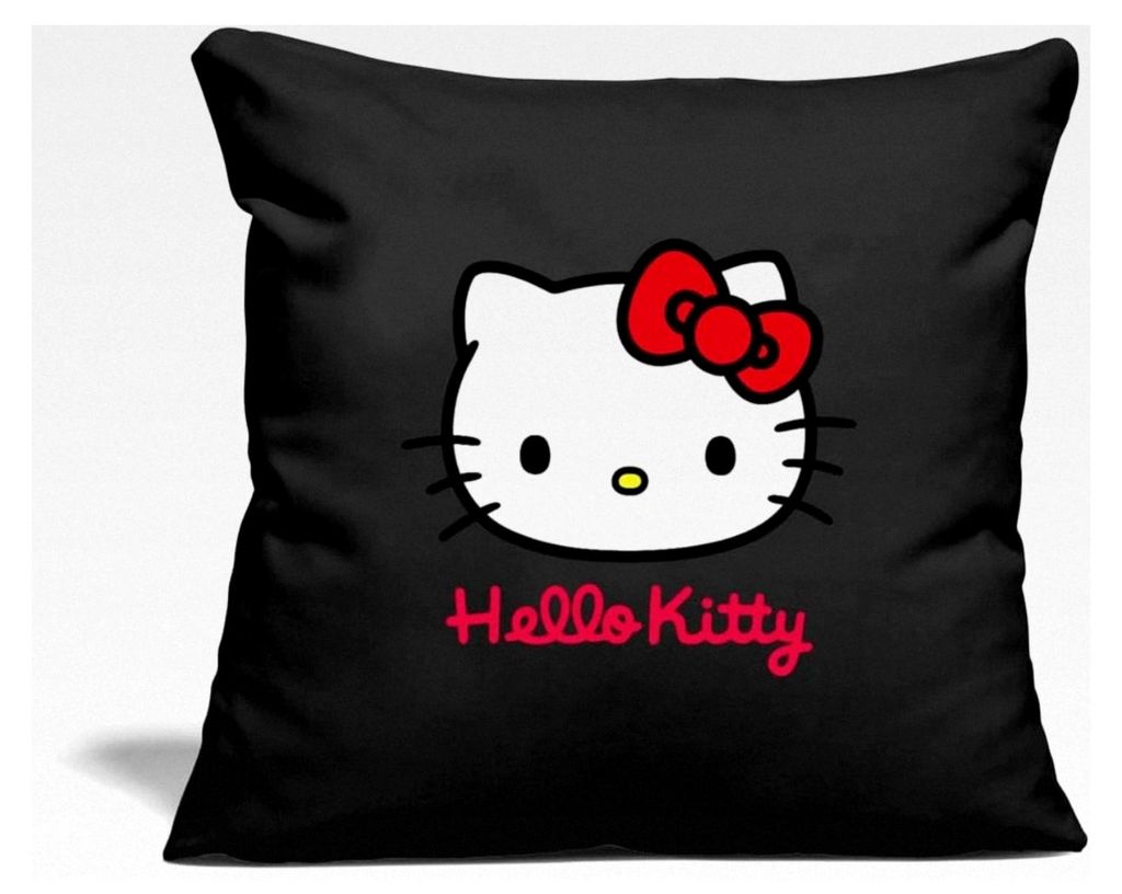 Hello Kitty Klassischer Kissenbezug mit Schriftzug 45x45 cm, Schwarz