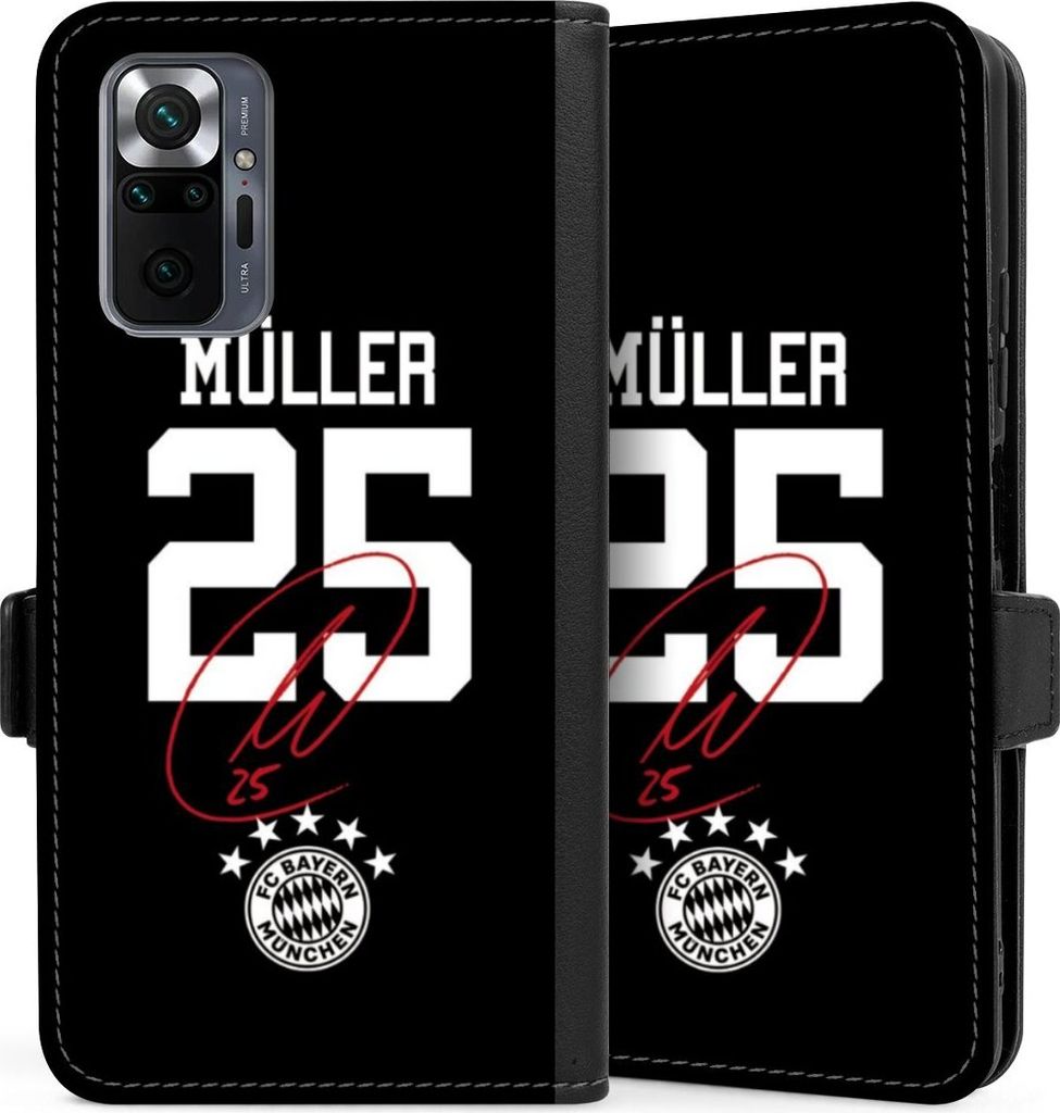 DeinDesign Klapphülle für Xiaomi Redmi Note 10 Pro Handytasche Lederhülle Tasche FC Bayern München FCB Thomas Müller
