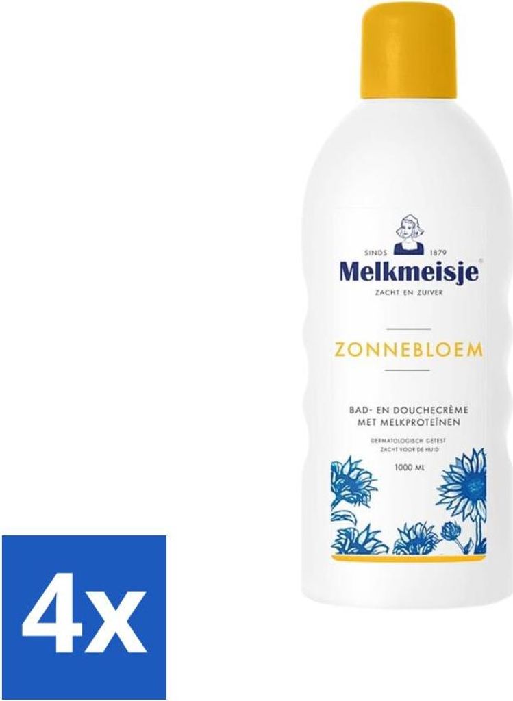 Milkmaid Bade- und Duschcreme Sonnenblume und Milch 1000 ml - Vorteilspack - 4 Stücke