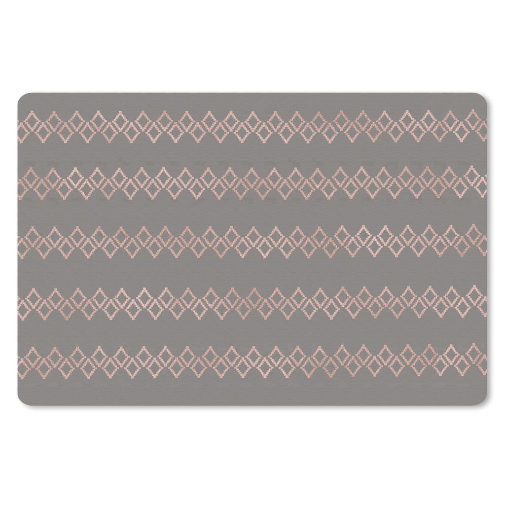 MuchoWow Schreibtischunterlage Muster - Grau - Rosa - Luxus 60x40 cm - XXL Mauspad - Großes Mauspad