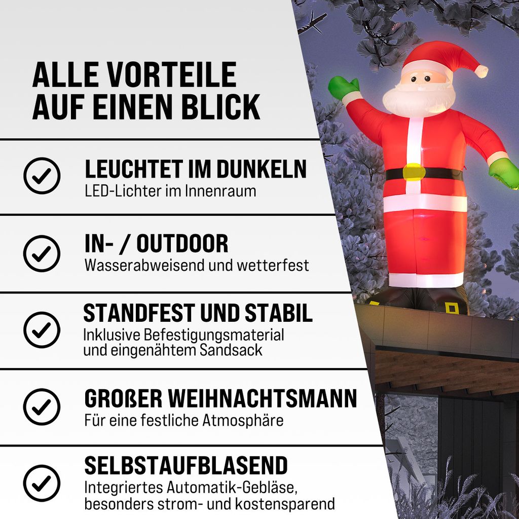 MONZANA® Aufblasbarer Weihnachtsmann XXL 250cm LED Produktbild 7