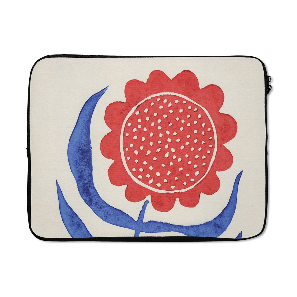 MuchoWow Laptop Hülle 17 Zoll Laptoptasche Blume - Pflanze - Rot - Blau - Zipper - Schutzabdeckung