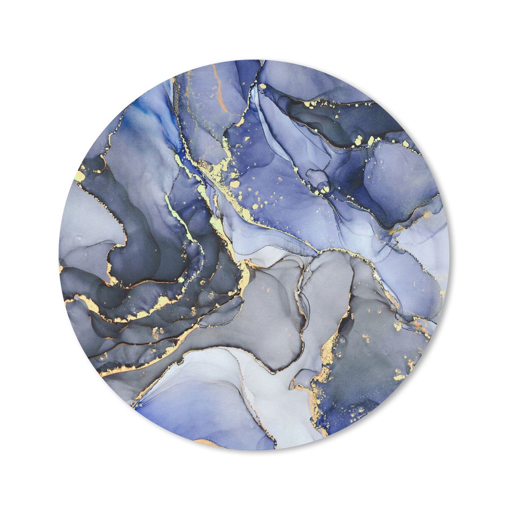 MuchoWow Mauspad Mousepad Marmor - Gold - Abstrakt - Blau 30x30 cm - Mousepads - Maus Mat - Pad - Mausunterlage - Tischunterlage - Schreibtischma...