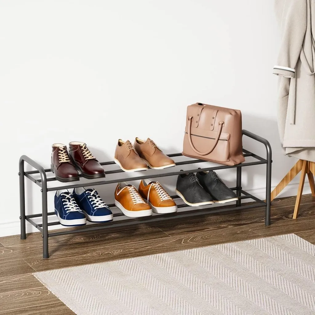 Étagère à Chaussures Design Noir Inox 80cm Structure Métal Robuste - 7