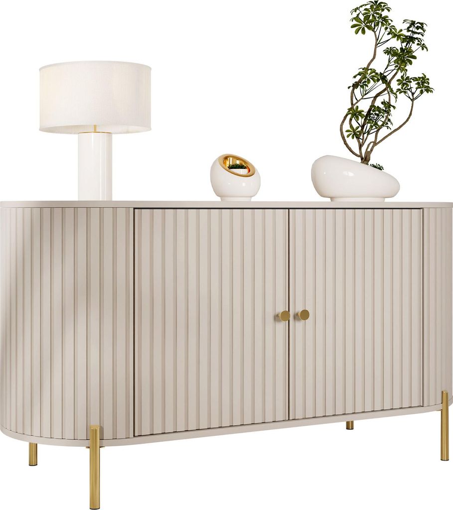 MIRJAN24 Türkommode Sepiroz 140 2D, Stilvoll Wohnzimmer, Kommode mit zwei Drehtüren (Farbe: Sandbeige)