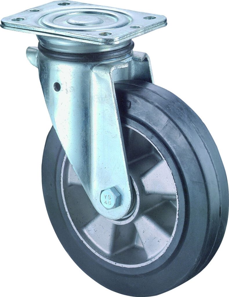BS Rollen Schwerlastlenkrolle N100 Durchmesser 125mm Tragfähigkeit 220kg Elastic-Vollgummireifen - N100.B80.125
